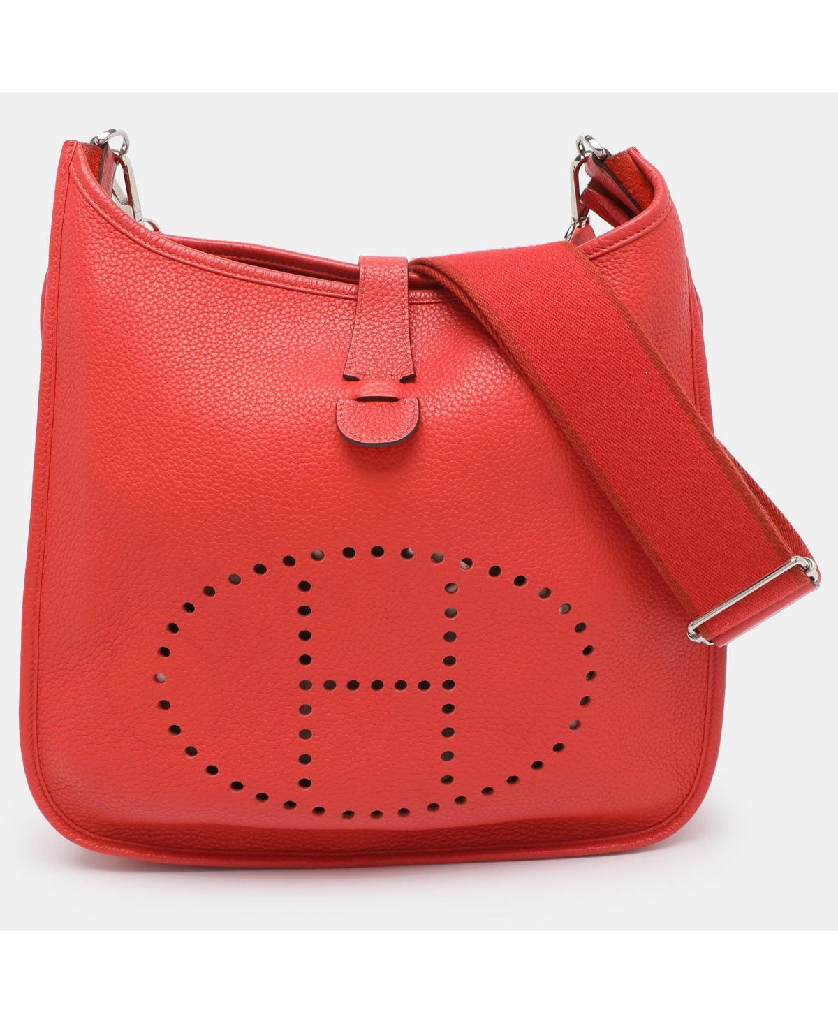 Pre-Owned HERMES women’s Evelyne Iii Gm Rouge Tomate Taurillon Clemence Leather Shoulder Bag