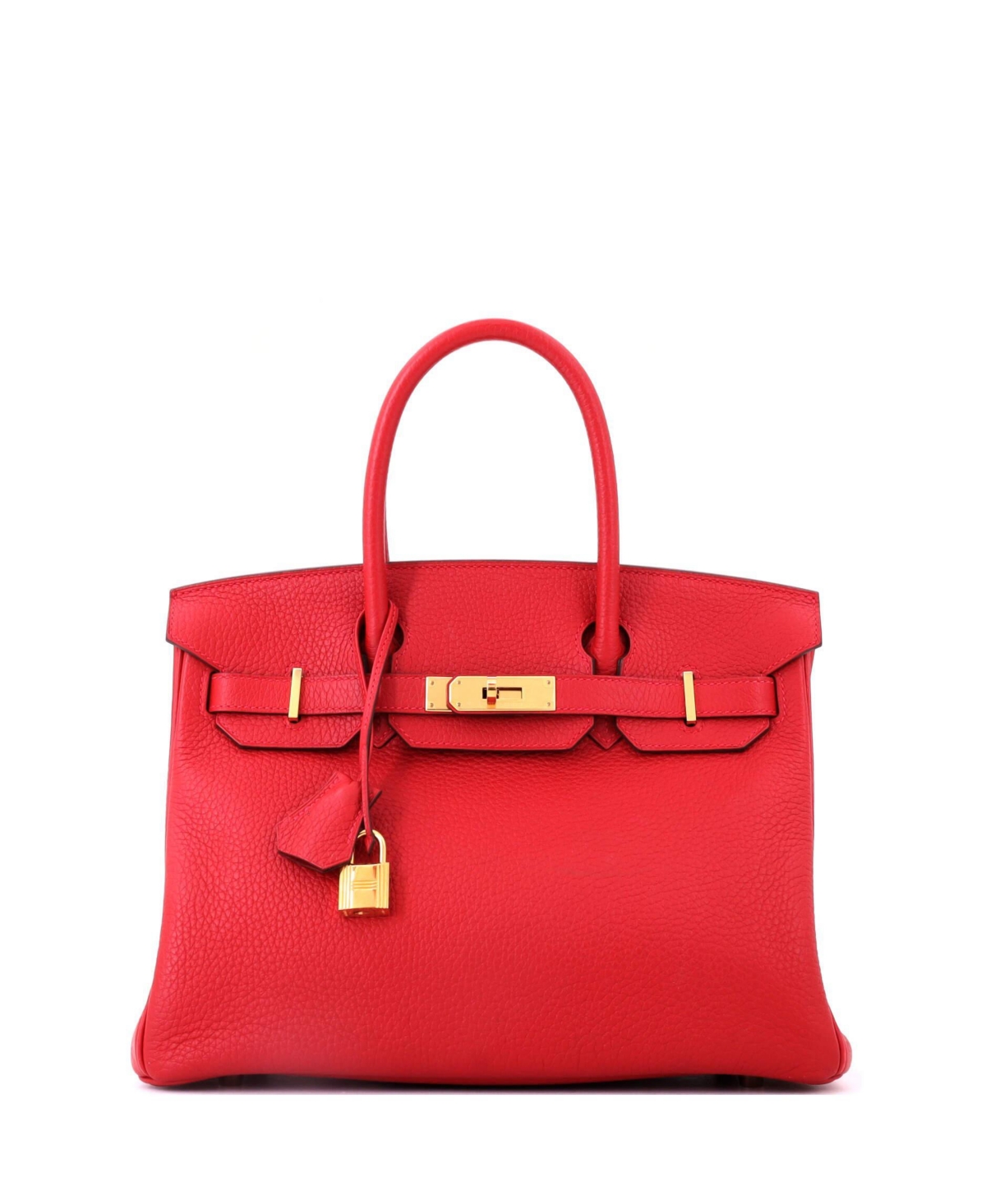 Pre-Owned Hermes Birkin 30 Handbag Red Clemence with Gold Hardware – Red