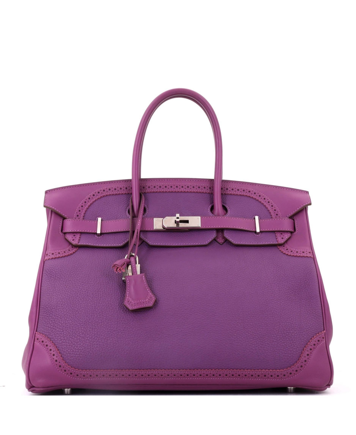 Pre-Owned Hermes Birkin 35 Handbag Purple Togo and Swift with Palladium Hardware – Red