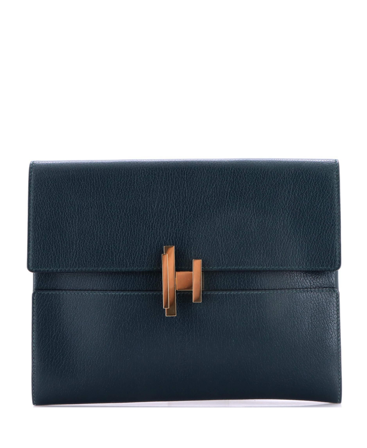 Pre-Owned Hermes Cinhetic Clutch Chevre Chamkila – Green Pre-Owned Hermes Cinhetic Clutch Chevre Chamkila – Green