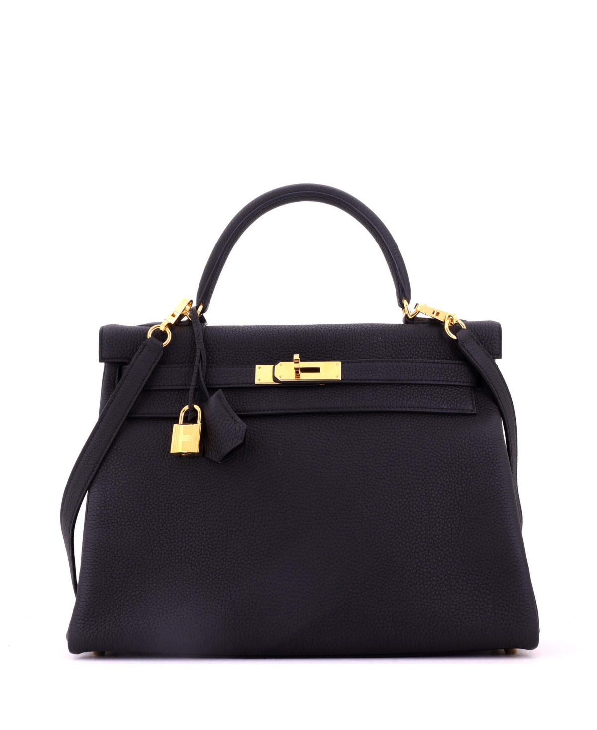 Pre-Owned Hermes Kelly 32 Handbag Black Togo with Gold Hardware – Black