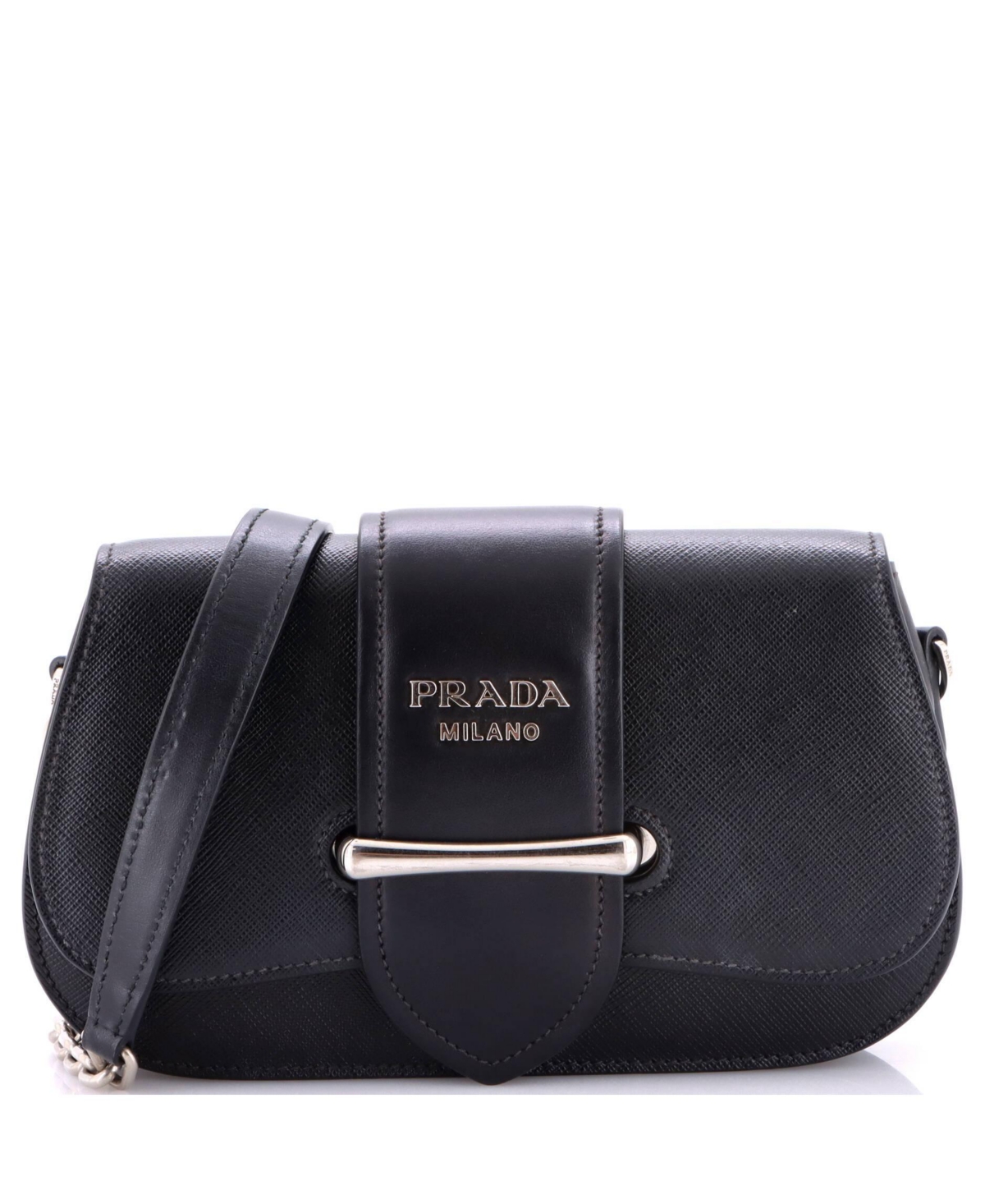 Pre-Owned Prada Mini Sidonie Shoulder Bag City Calf with Saffiano – Black Pre-Owned Prada Mini Sidonie Shoulder Bag City Calf with Saffiano – Black
