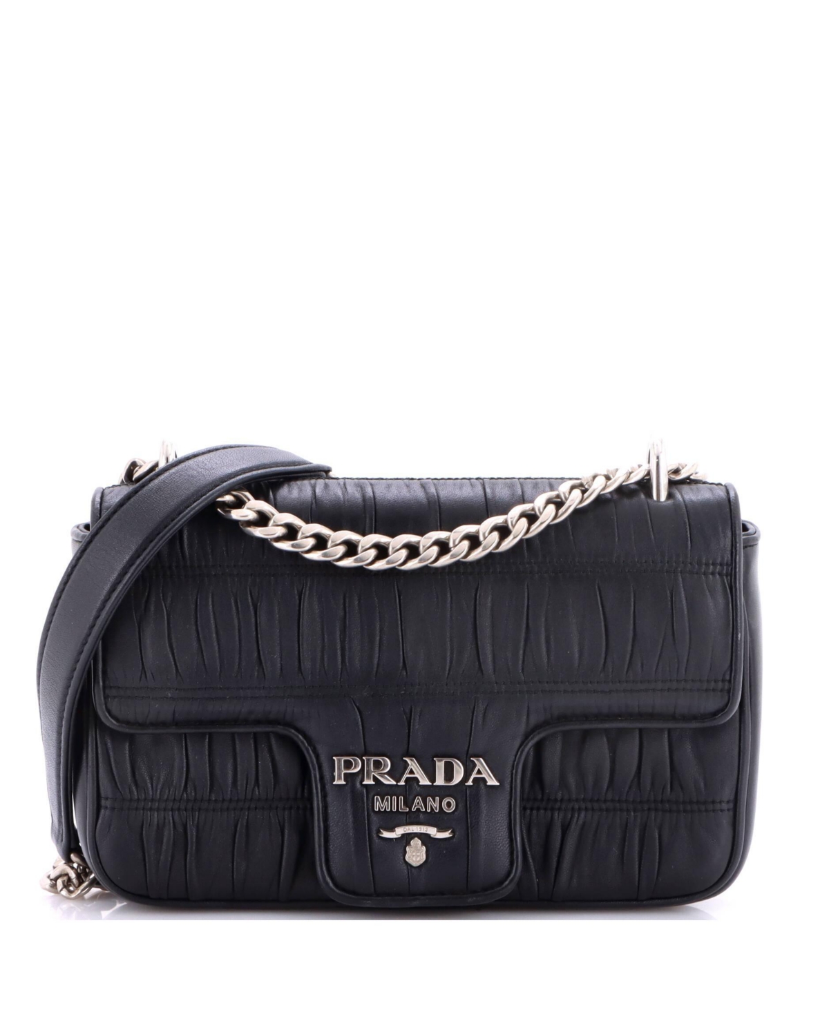 Pre-Owned Prada Small Chain Flap Shoulder Bag Nappa Gaufre – Black Pre-Owned Prada Small Chain Flap Shoulder Bag Nappa Gaufre – Black