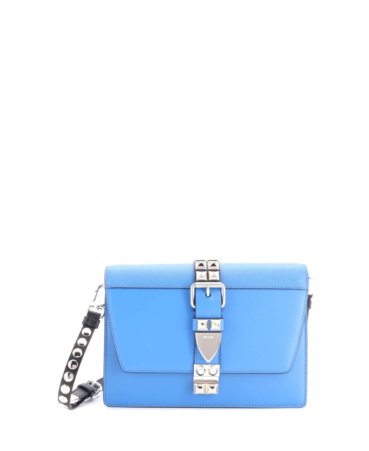 Pre-Owned Prada Small Elektra Shoulder Bag Studded Leather – Blue Pre-Owned Prada Small Elektra Shoulder Bag Studded Leather – Blue