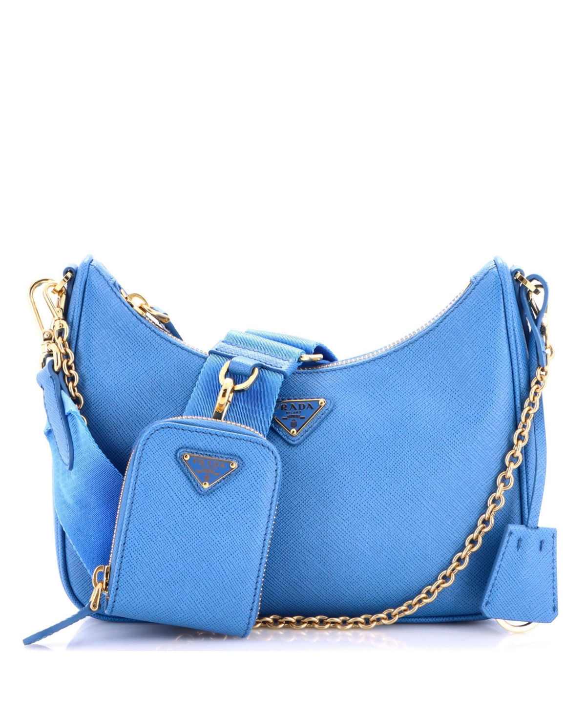Pre-Owned Prada Small Re-Edition 2005 Shoulder Bag Saffiano Leather – Blue Pre-Owned Prada Small Re-Edition 2005 Shoulder Bag Saffiano Leather – Blue