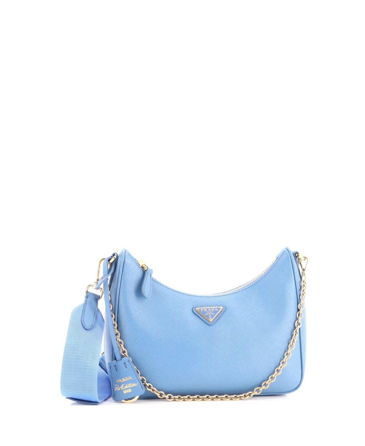 Pre-Owned Prada Small Re-Edition 2005 Shoulder Bag Saffiano Leather – Blue