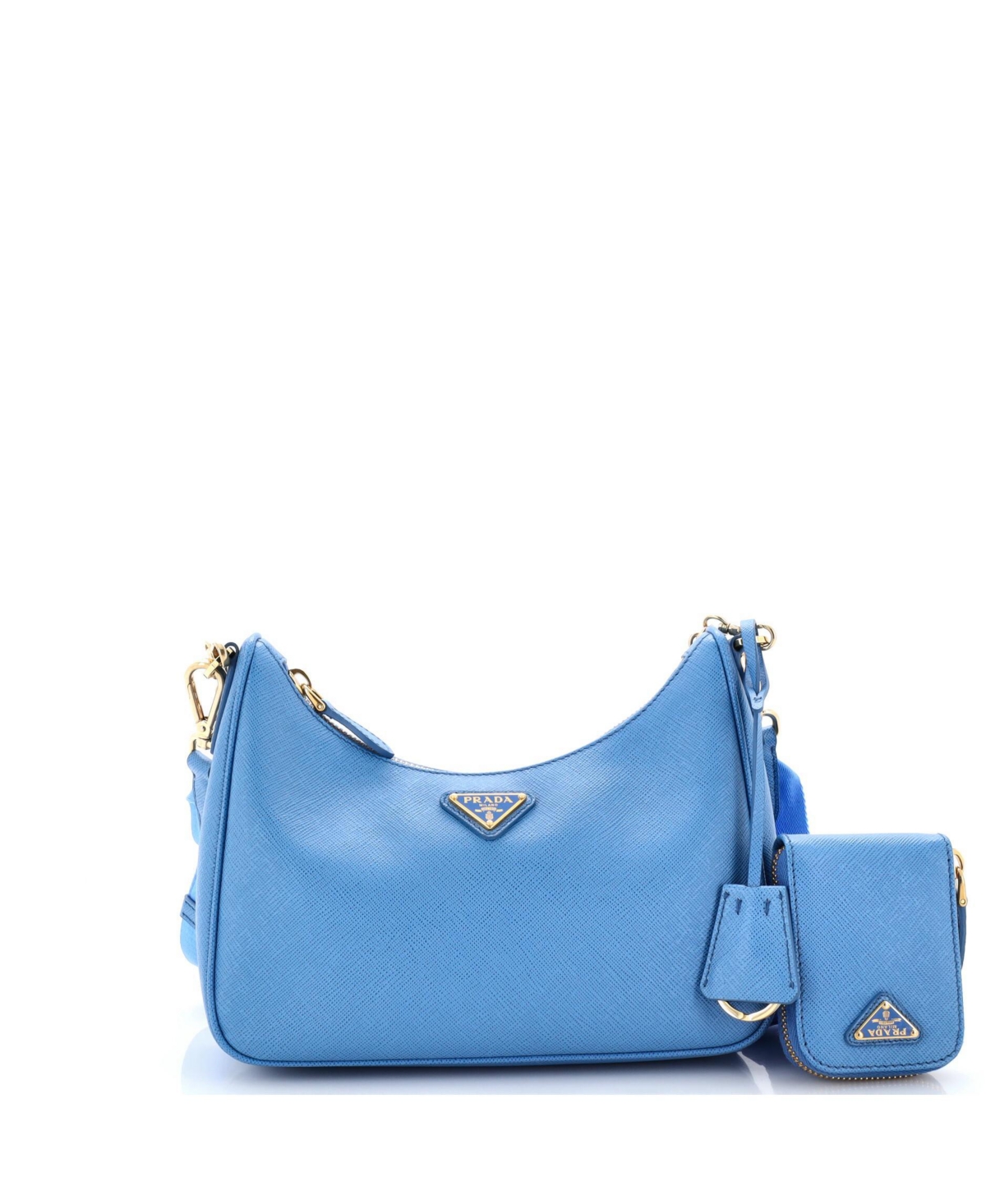 Pre-Owned Prada Small Re-Edition 2005 Shoulder Bag Saffiano Leather – Blue