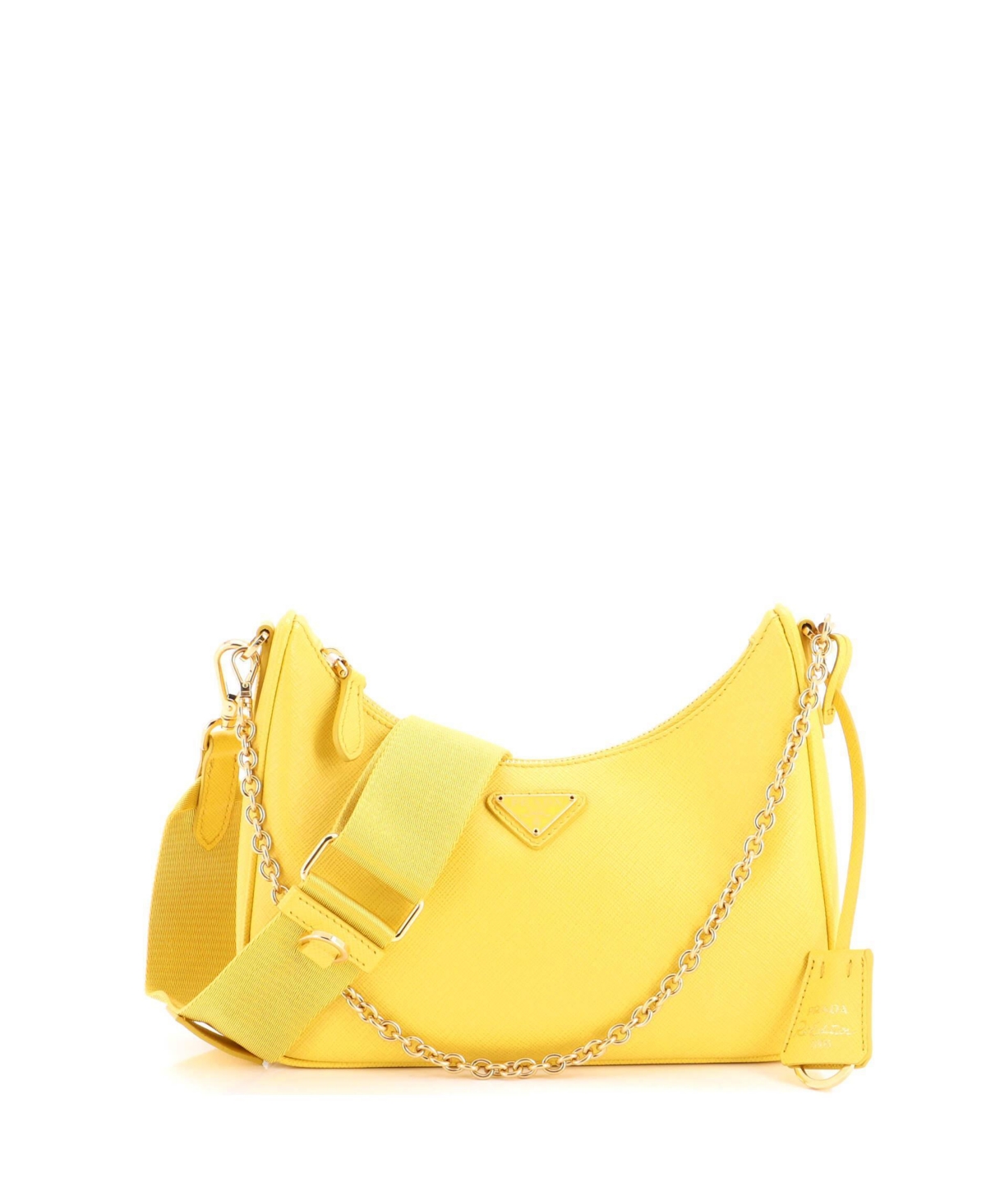 Pre-Owned Prada Small Re-Edition 2005 Shoulder Bag Saffiano Leather – Yellow Pre-Owned Prada Small Re-Edition 2005 Shoulder Bag Saffiano Leather – Yellow