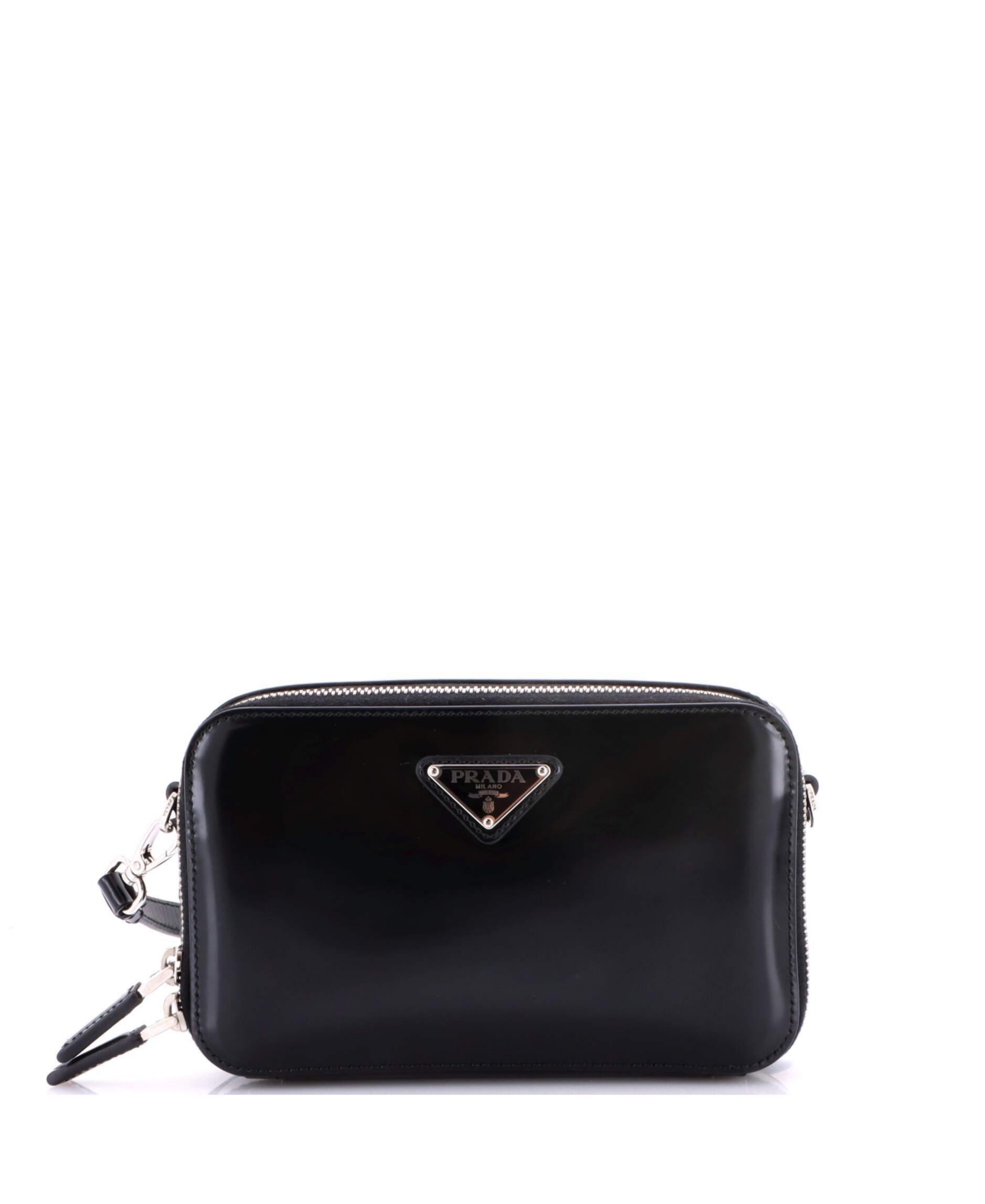 Pre-Owned Prada Zip Around Crossbody Bag Brushed Leather – Black Pre-Owned Prada Zip Around Crossbody Bag Brushed Leather – Black