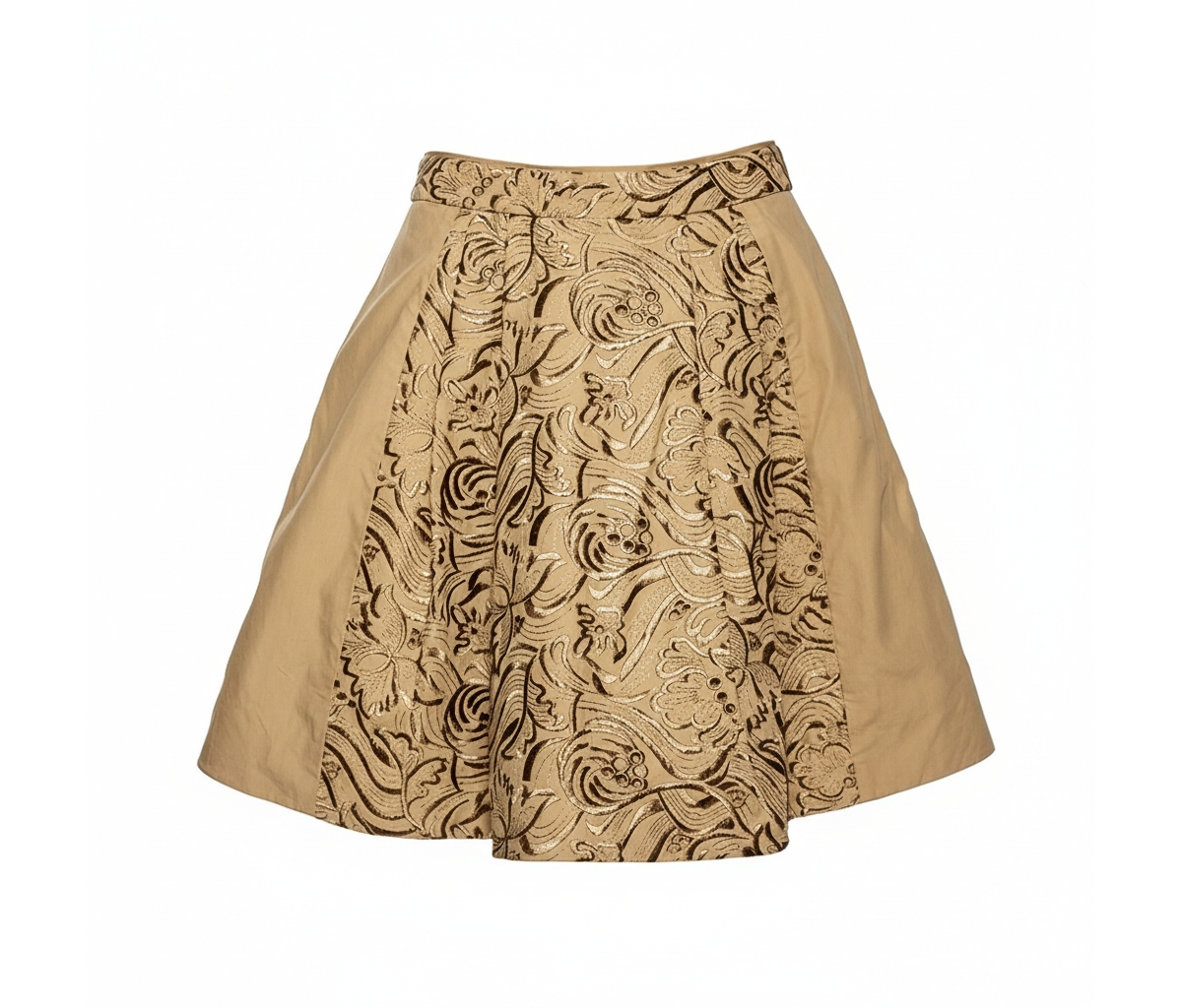 Pre-Owned Roberto Cavalli Women’s Beige Embroidered Cotton Pleated Mini Skirt Pre-Owned Roberto Cavalli Women’s Beige Embroidered Cotton Pleated Mini Skirt