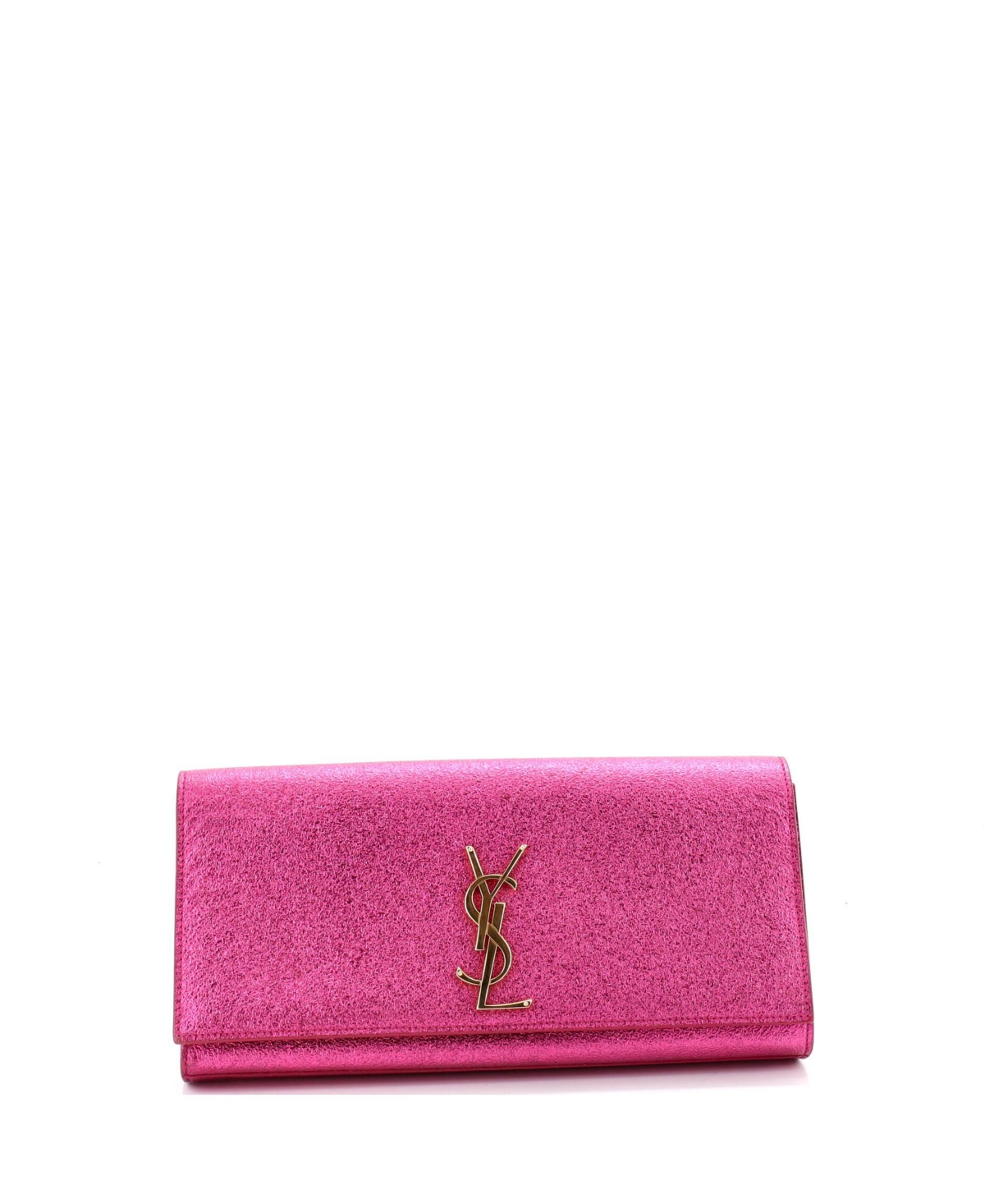 Pre-Owned Saint Laurent Long Classic Monogram Clutch Metallic Calfskin – Pink