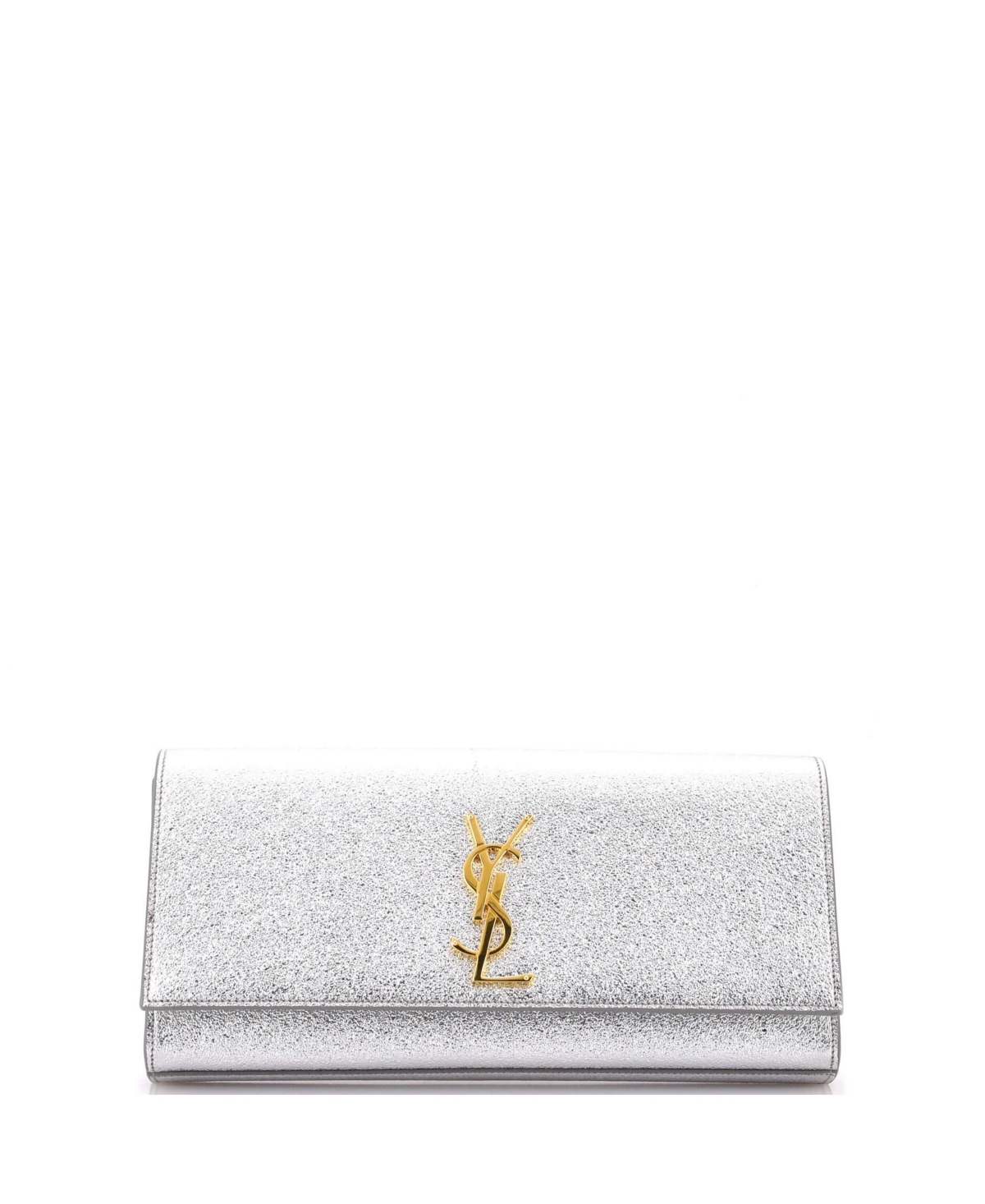 Pre-Owned Saint Laurent Long Classic Monogram Clutch Metallic Calfskin – Silver Pre-Owned Saint Laurent Long Classic Monogram Clutch Metallic Calfskin – Silver