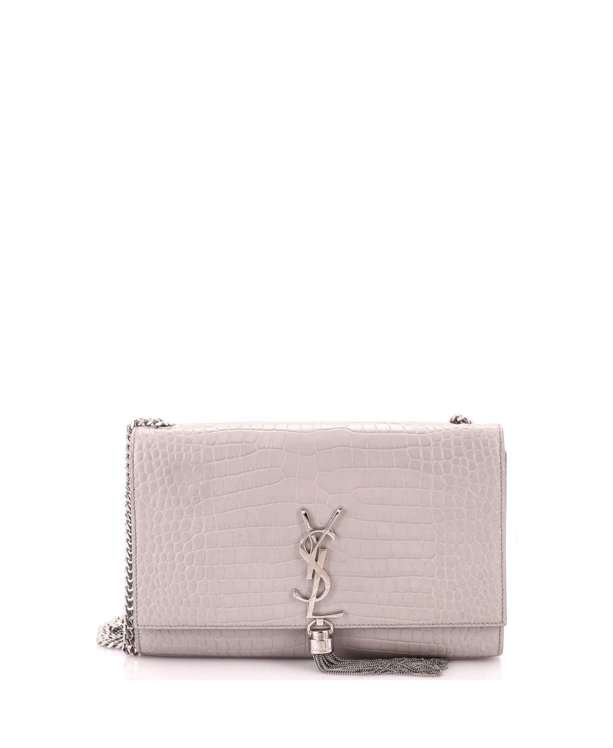 Pre-Owned Saint Laurent Medium Classic Monogram Tassel Crossbody Bag Embossed Leather – Grey Pre-Owned Saint Laurent Medium Classic Monogram Tassel Crossbody Bag Embossed Leather – Grey