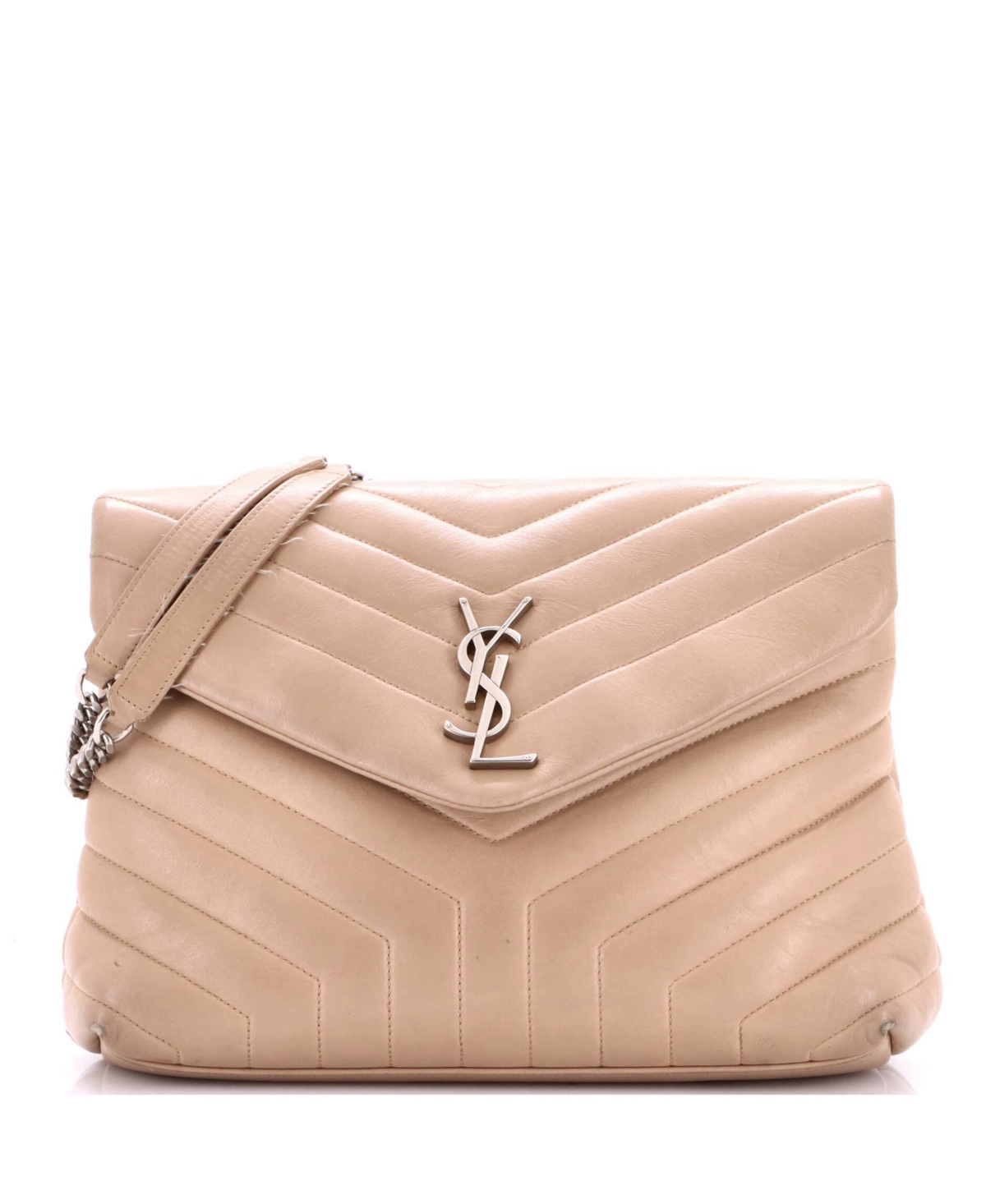 Pre-Owned Saint Laurent Medium Loulou Shoulder Bag Matelasse Chevron Leather – Natural Pre-Owned Saint Laurent Medium Loulou Shoulder Bag Matelasse Chevron Leather – Natural
