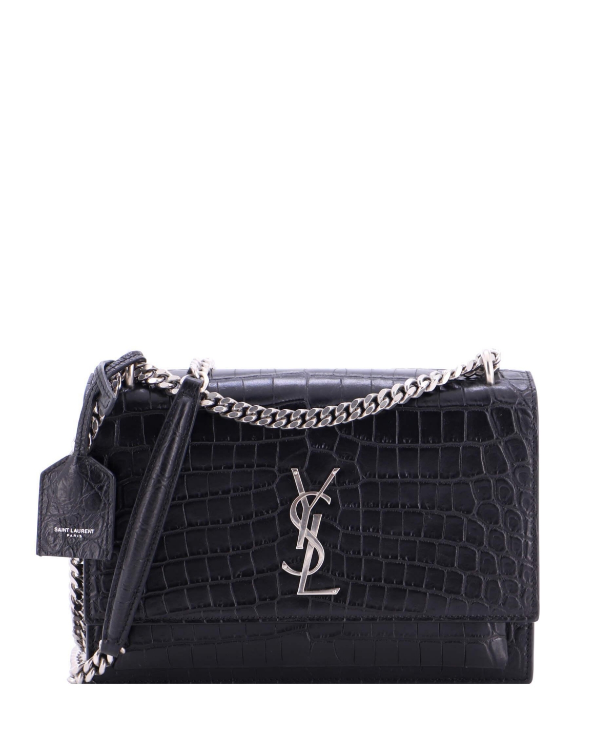 Pre-Owned Saint Laurent Medium Sunset Crossbody Bag Embossed Leather – Black