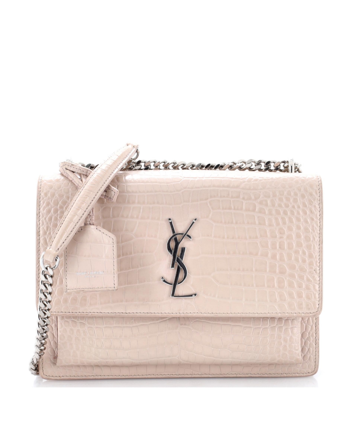 Pre-Owned Saint Laurent Medium Sunset Crossbody Bag Embossed Leather – Natural Pre-Owned Saint Laurent Medium Sunset Crossbody Bag Embossed Leather – Natural