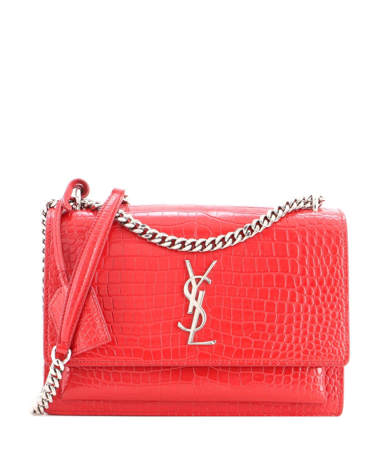 Pre-Owned Saint Laurent Medium Sunset Crossbody Bag Embossed Leather – Red Pre-Owned Saint Laurent Medium Sunset Crossbody Bag Embossed Leather – Red