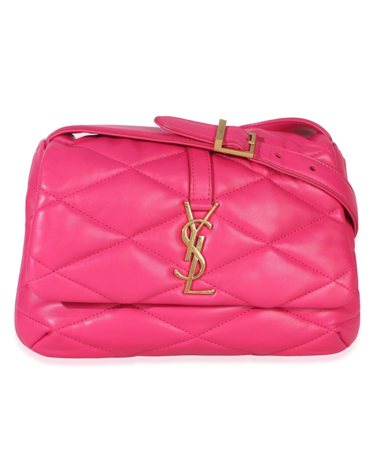 Pre-Owned Saint Laurent Pink Diamond Quilted Lambskin Le 5 a 7 Shoulder Flap Bag – Pink