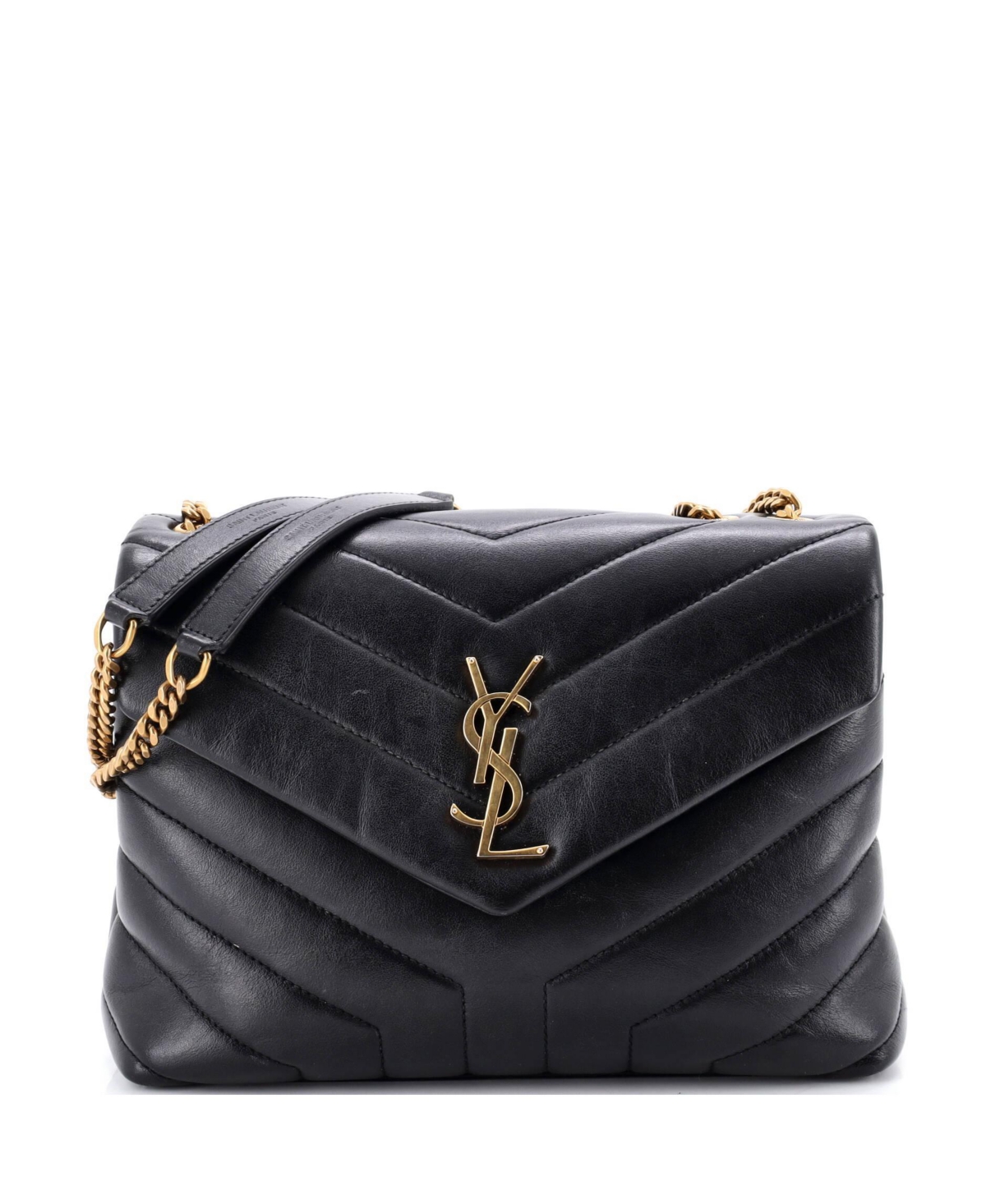 Pre-Owned Saint Laurent Small Loulou Shoulder Bag Matelasse Chevron Leather – Black