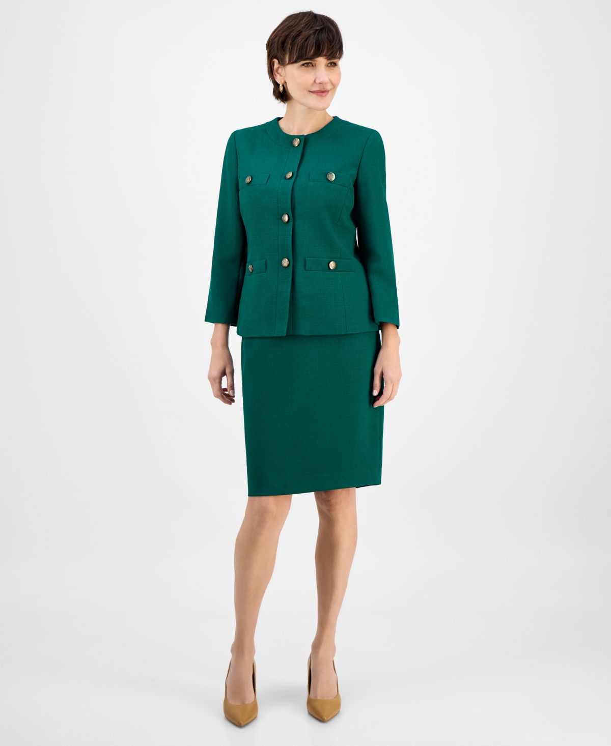 Le Suit Women’s Pencil Skirt Suit Set, Regular & Petite – Emerald