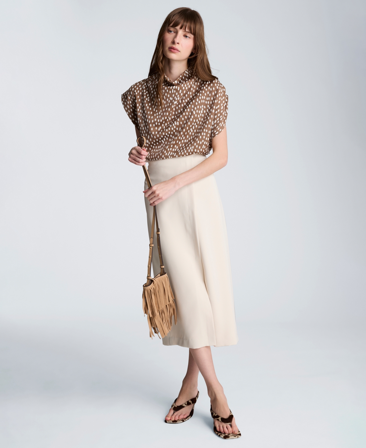 Kenneth Cole Women’s Faux Wrap Midi Skirt – Oyster Kenneth Cole Women’s Faux Wrap Midi Skirt – Oyster