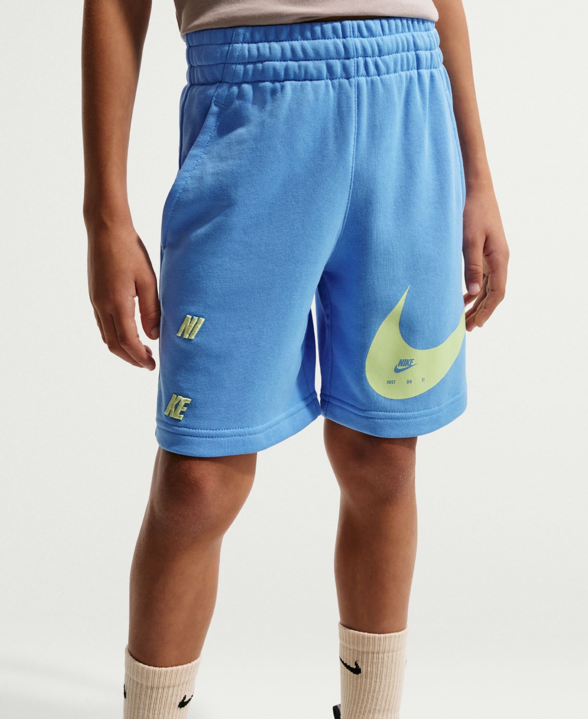 Nike Kids’ Sportswear Club Logo Detail Shorts – University Blue/lt Liquid Lime Nike Kids’ Sportswear Club Logo Detail Shorts – University Blue/lt Liquid Lime