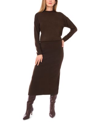 1.State Womens Mock Neck Sweater Midi Skirt