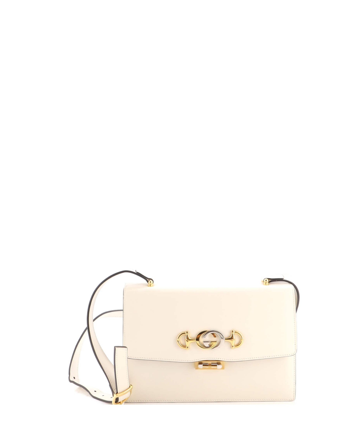 Pre-Owned Gucci Small Zumi Flap Shoulder Bag Leather – White Pre-Owned Gucci Small Zumi Flap Shoulder Bag Leather – White