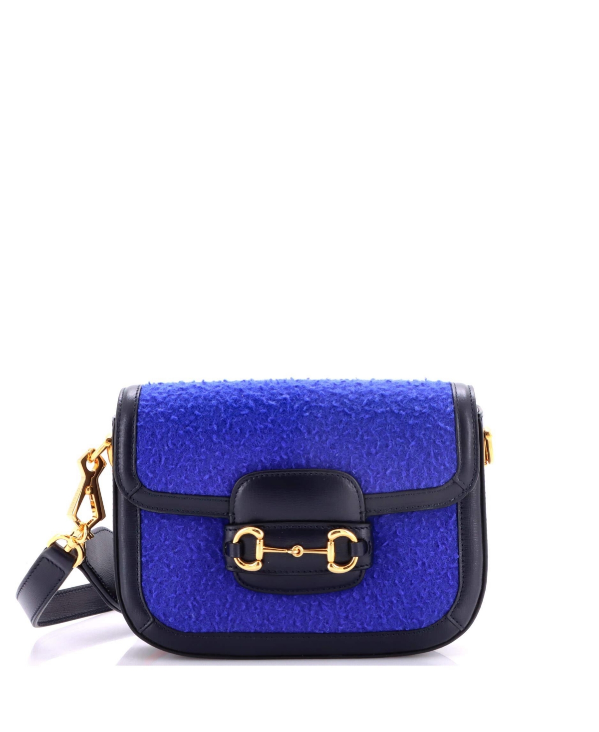 Pre-Owned Gucci Mini Horsebit 1955 Shoulder Bag Wool – Blue Pre-Owned Gucci Mini Horsebit 1955 Shoulder Bag Wool – Blue