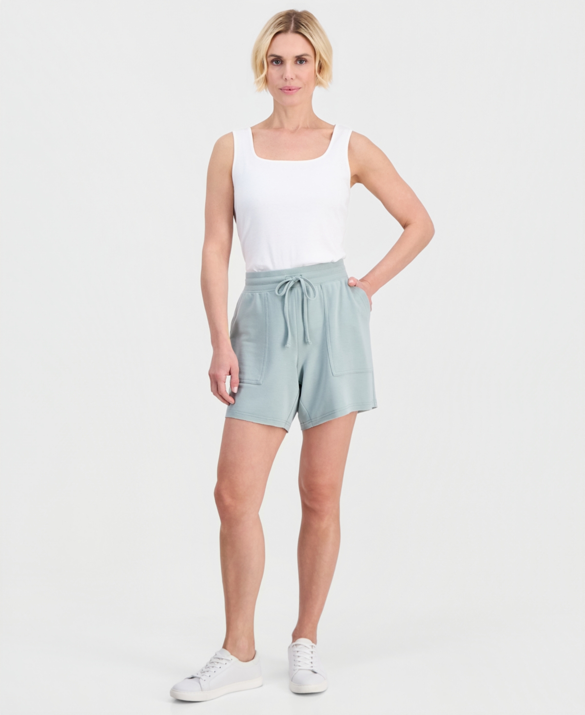 Style & Co Petite LuxLounge French Terry Knit Pull-On Shorts, Macy’s Exclusive – Antique Sage Style & Co Petite LuxLounge French Terry Knit Pull-On Shorts, Macy’s Exclusive – Antique Sage