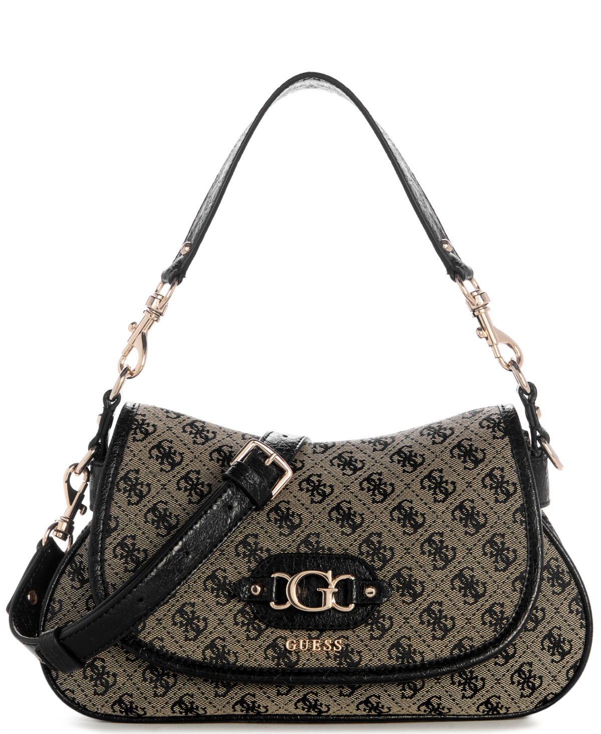 Guess Samantha Small Flap Shoulder Handbag – Black Logo