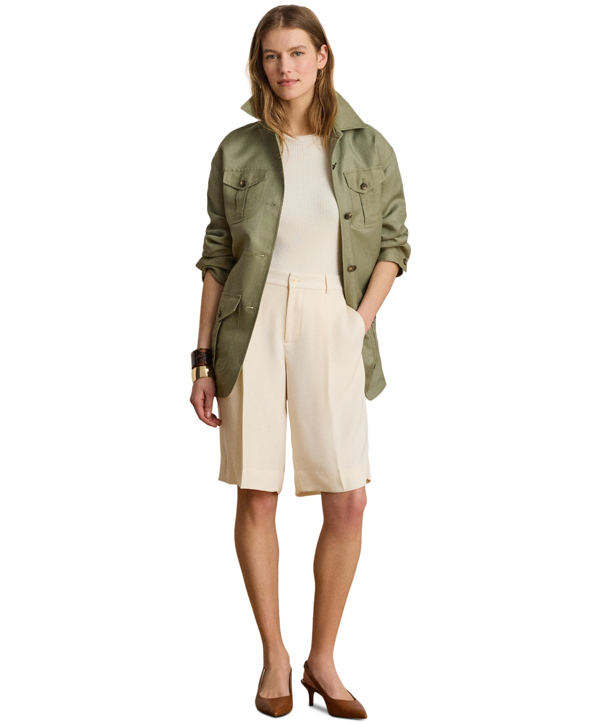 Lauren Ralph Lauren Women’s High-Rise Double-Faced Bermuda Shorts – Mascarpone Cream
