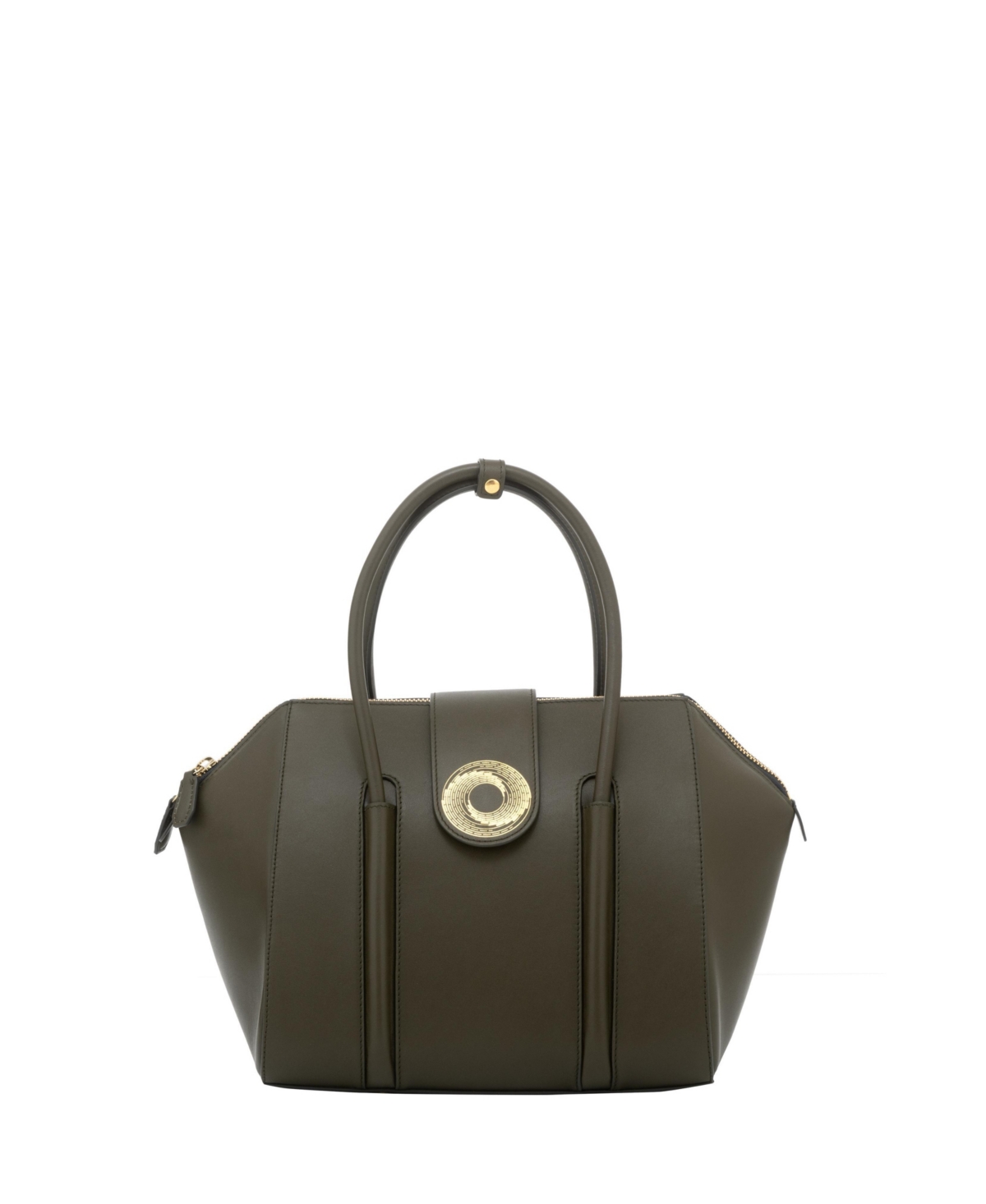 Aranyani La Donna Italian Leather Shoulder Bag with Gold Monogram – Deep forest