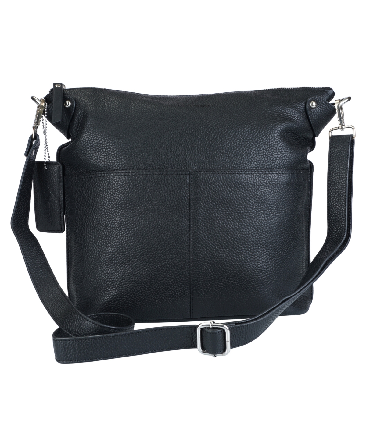 Mancini Pebbled Collection Susan Leather Crossbody Hobo Bag – Black Mancini Pebbled Collection Susan Leather Crossbody Hobo Bag – Black