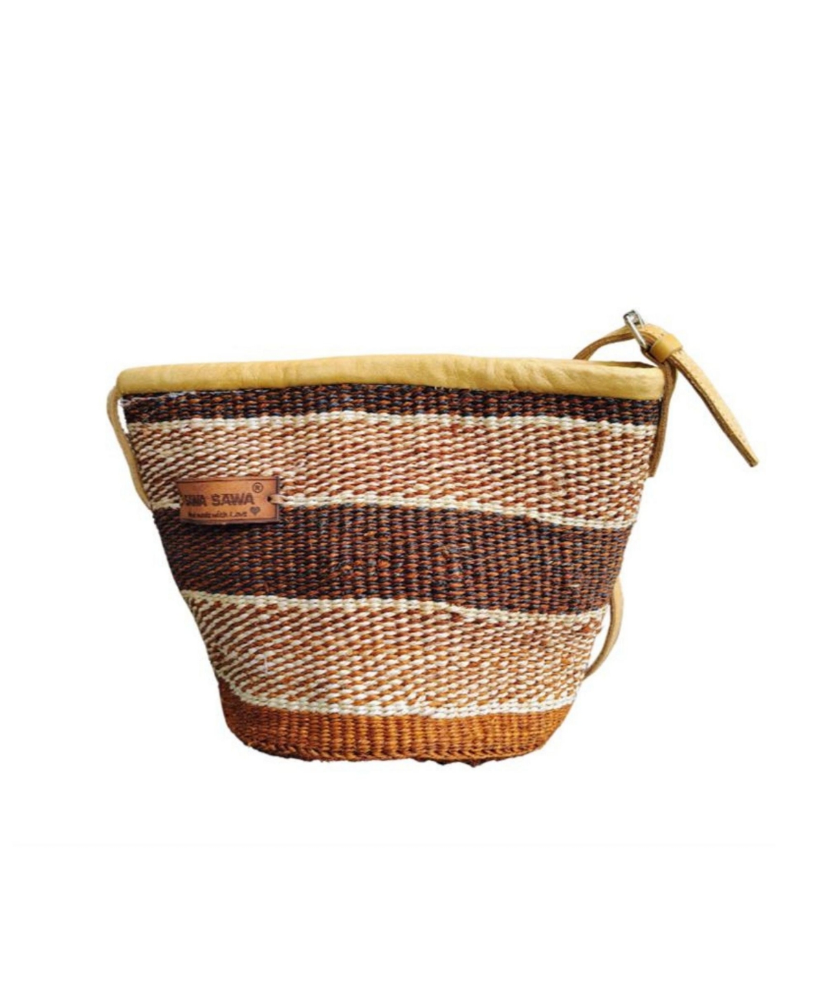 Life Lines Handmade Sisal Straw Crossbody Bag – Brown and White Life Lines Handmade Sisal Straw Crossbody Bag – Brown and White