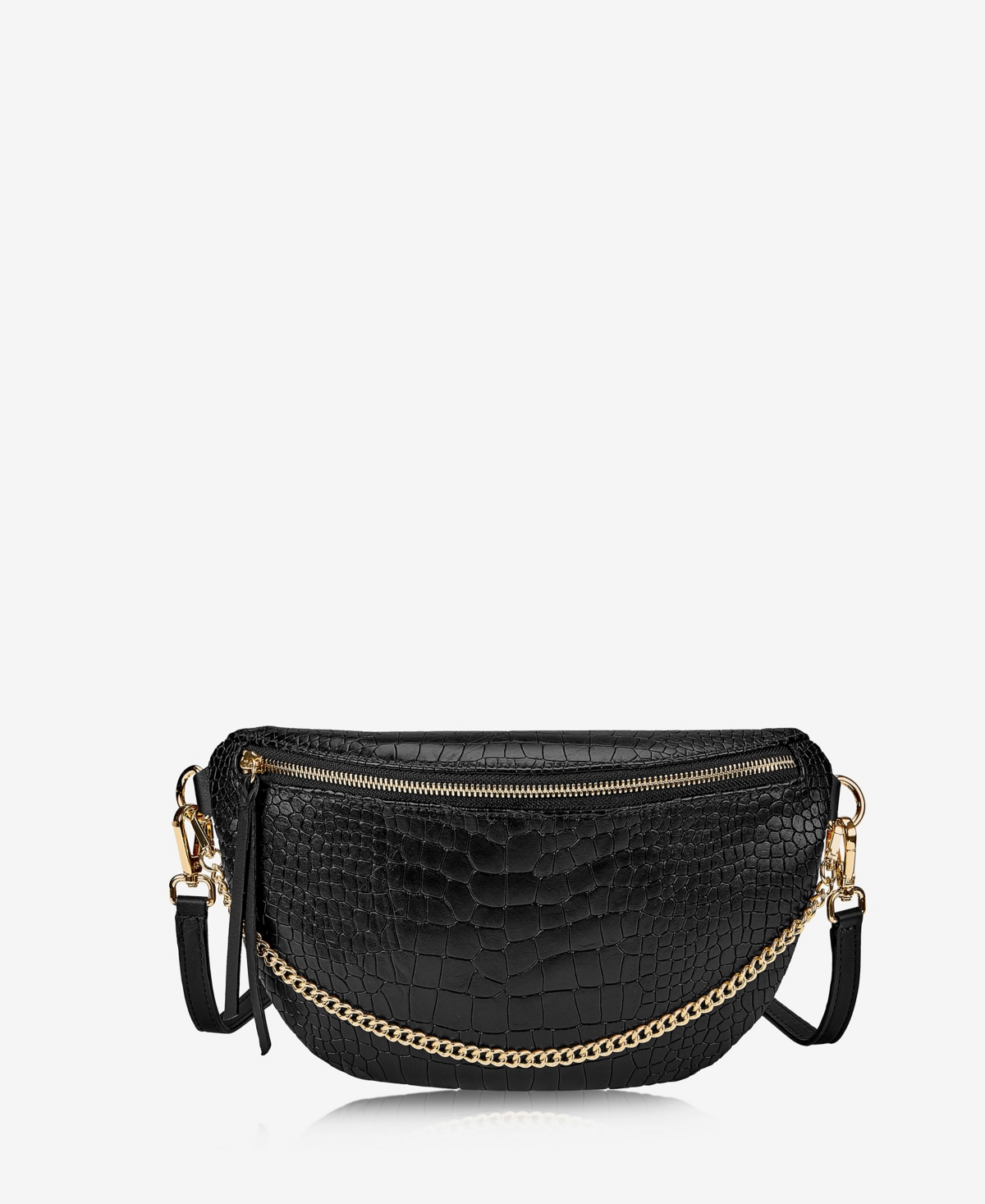 GiGi New York Beck Mini Crossbody Sling Bag – Black Embossed Croc