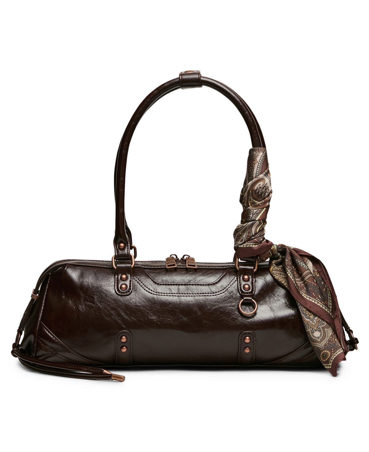 Steve Madden Cierra Medium Scarf Detail Large Shoulder Handbag – Chocolate