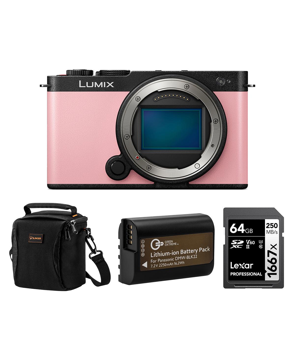 Panasonic Lumix S9 Mirrorless Camera, Pink, Bundle with Silver Series Professional 1667x 64GB Uhs-ii Sdxc Memory Card, Alpine 120 Multi-Device Shoulde Panasonic Lumix S9 Mirrorless Camera, Pink, Bundle with Silver Series Professional 1667x 64GB Uhs-ii Sdxc Memory Card, Alpine 120 Multi-Device Shoulde
