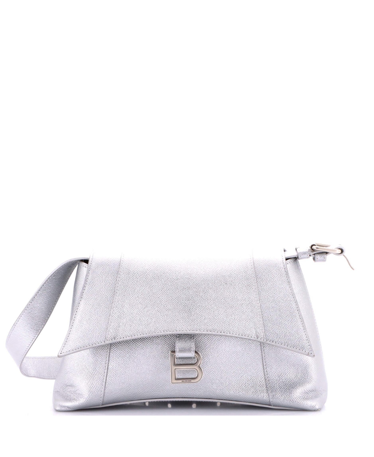 Pre-Owned Balenciaga Small Downtown Soft Hourglass Shoulder Bag Leather – Silver Pre-Owned Balenciaga Small Downtown Soft Hourglass Shoulder Bag Leather – Silver