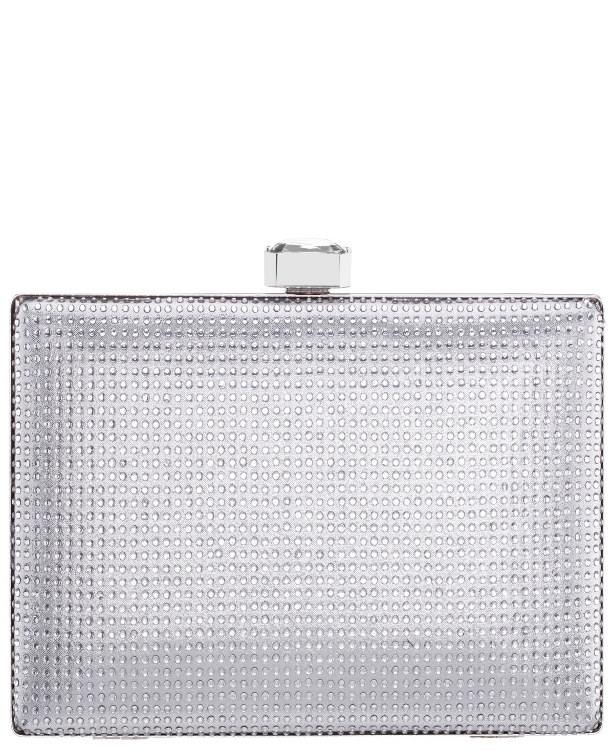 Nina Crystal Minaudiere Lift Lock Clutch – Silver