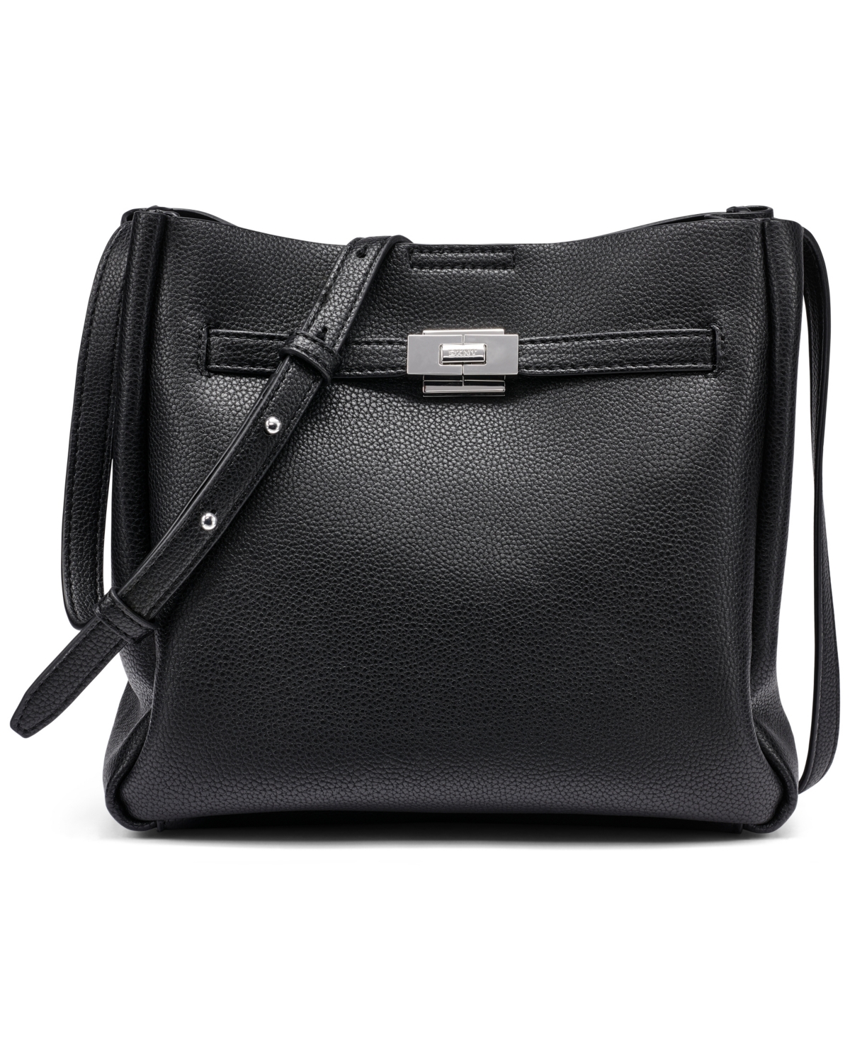 Dkny Bryar Polyurethane Small Crossbody Handbag – Black/Silver