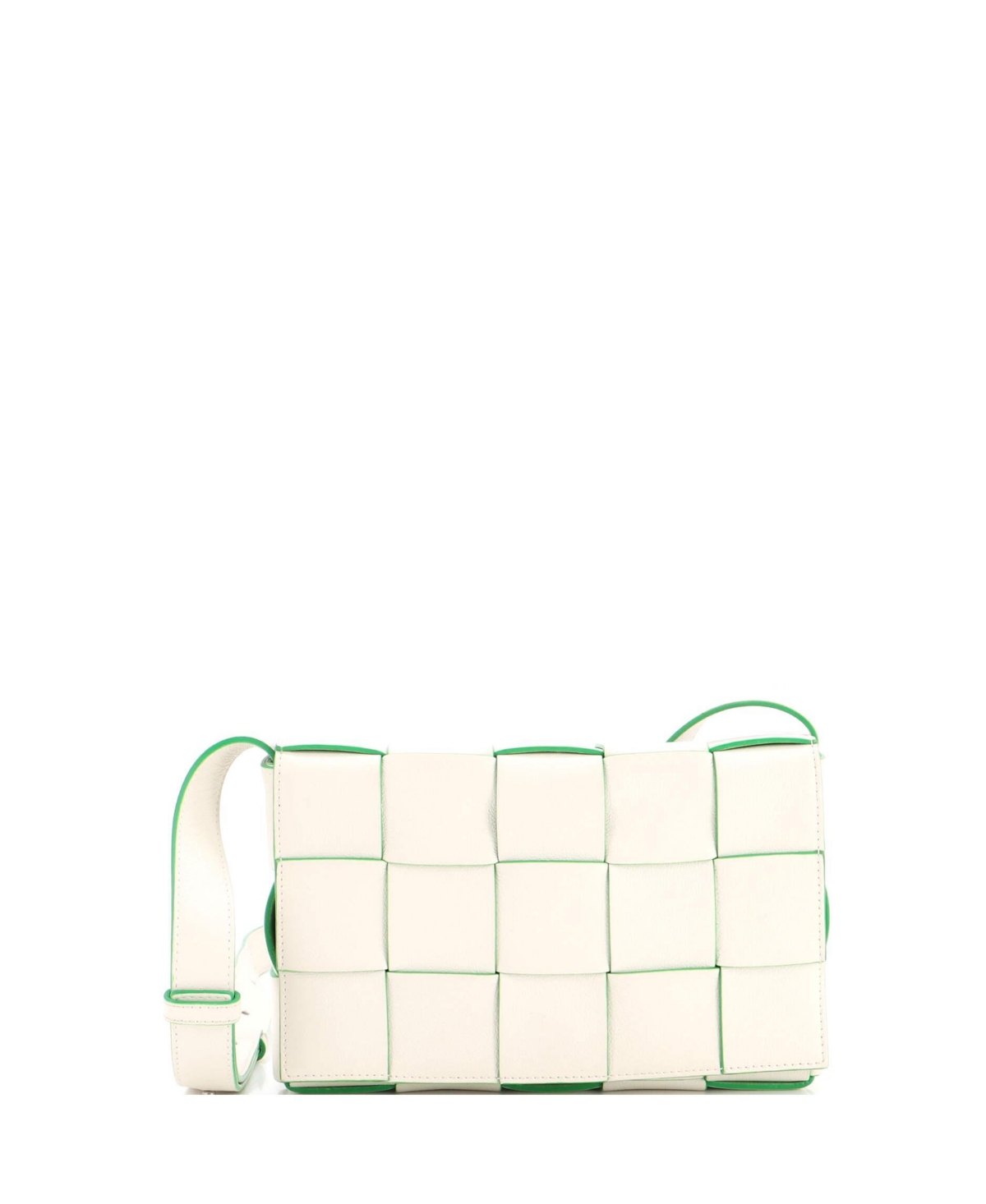 Pre-Owned Bottega Veneta Small Cassette Crossbody Bag Maxi Intrecciato Leather – White Pre-Owned Bottega Veneta Small Cassette Crossbody Bag Maxi Intrecciato Leather – White