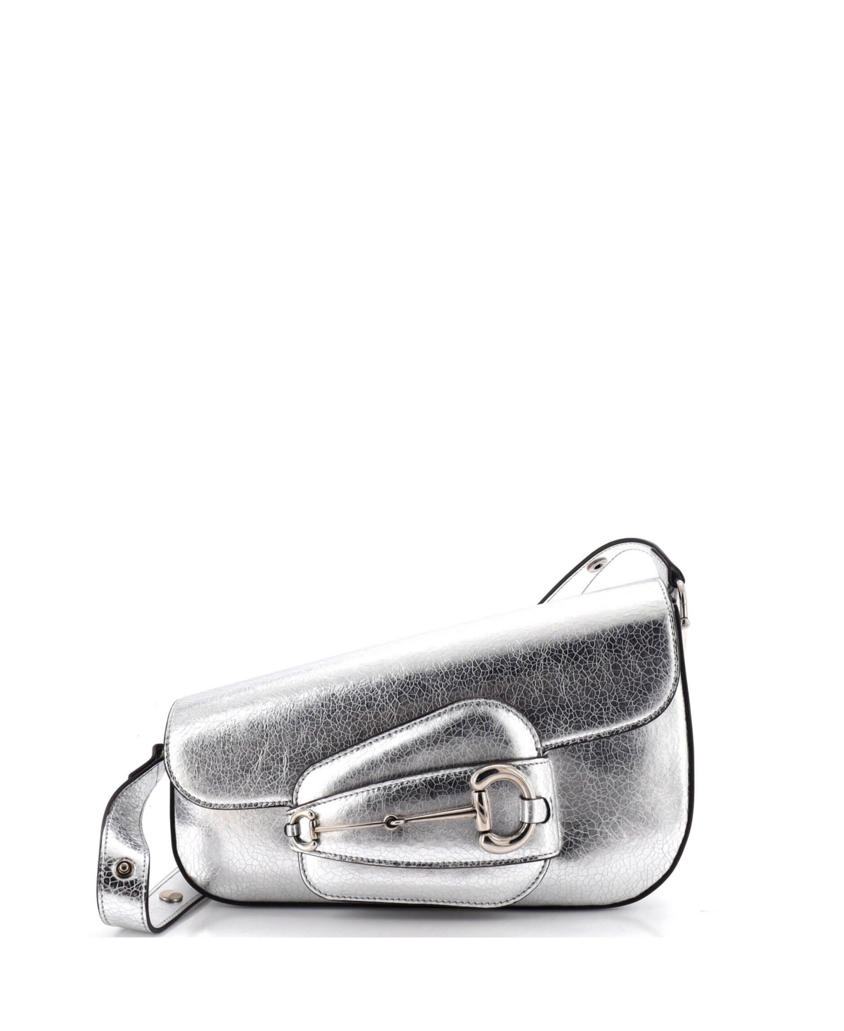 Pre-Owned Gucci Small Horsebit 1955 Asymmetric Shoulder Bag Leather – Silver