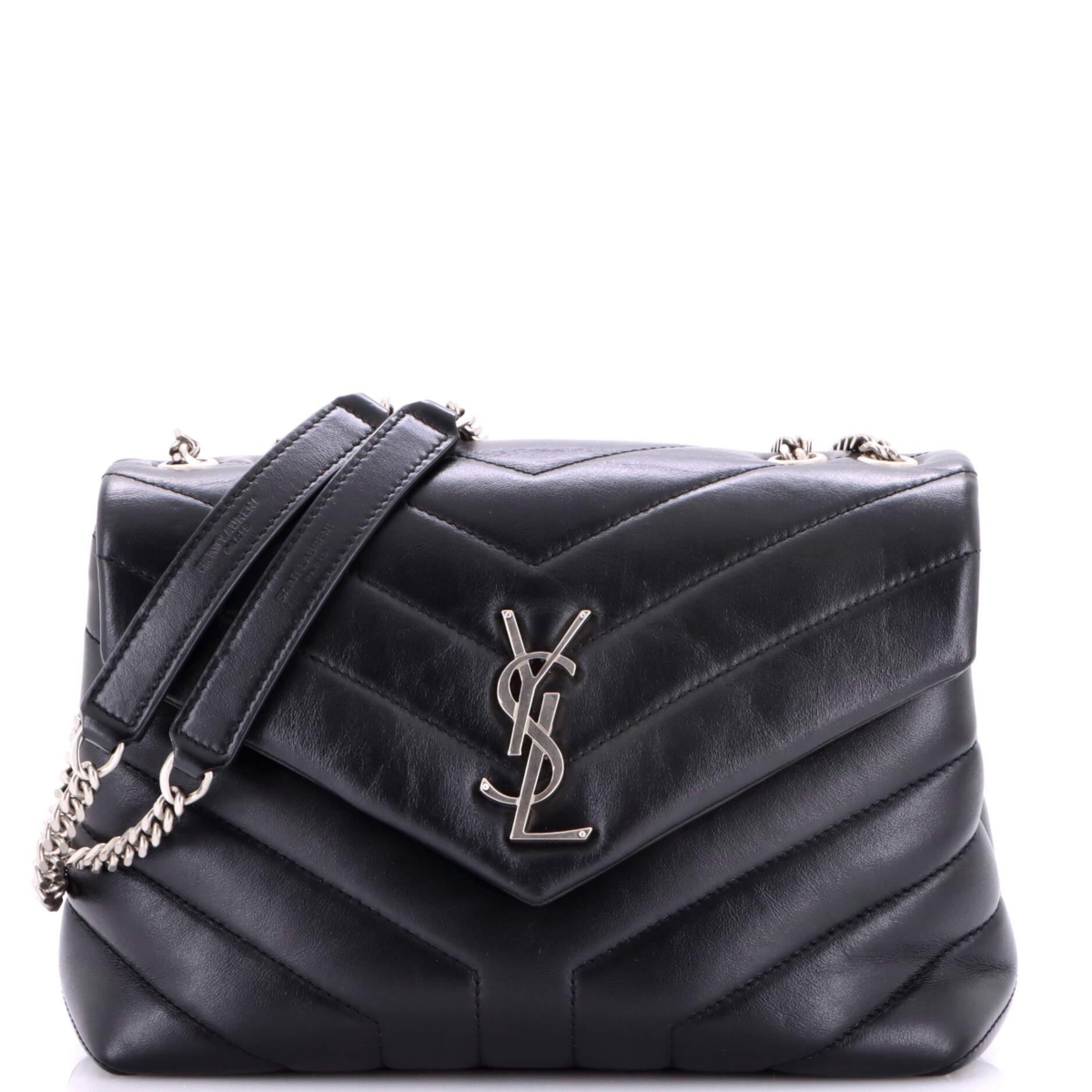 Pre-Owned Saint Laurent Small Loulou Shoulder Bag Matelasse Chevron Leather – Black