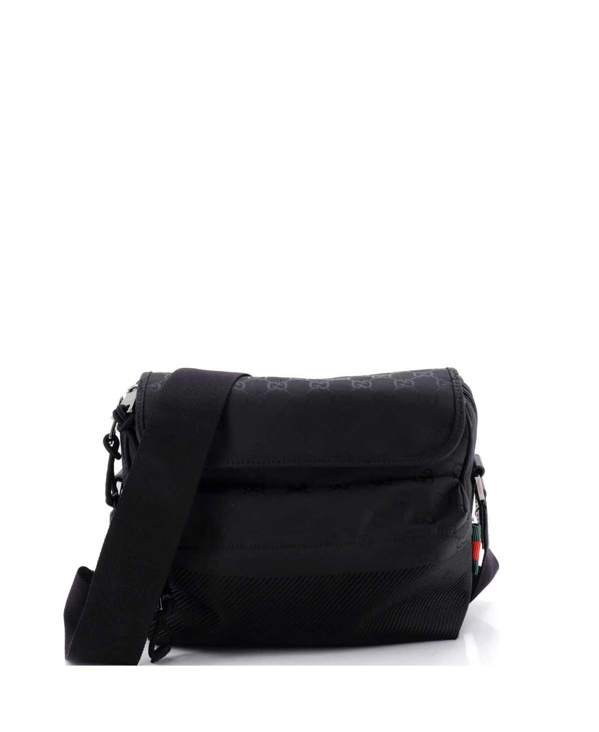Pre-Owned Gucci Medium Web Flap Crossbody Bag Guccissima Nylon – Black Pre-Owned Gucci Medium Web Flap Crossbody Bag Guccissima Nylon – Black