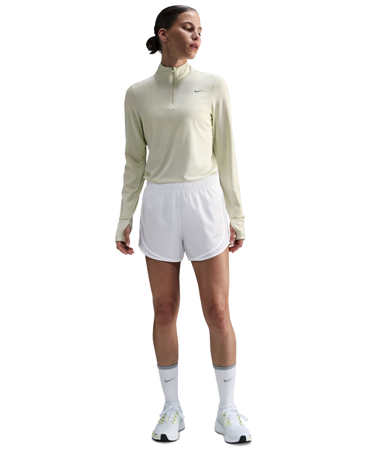Nike Women’s Tempo Dri-fit Mid Rise Running Shorts – White/Reflective Silver Nike Women’s Tempo Dri-fit Mid Rise Running Shorts – White/Reflective Silver