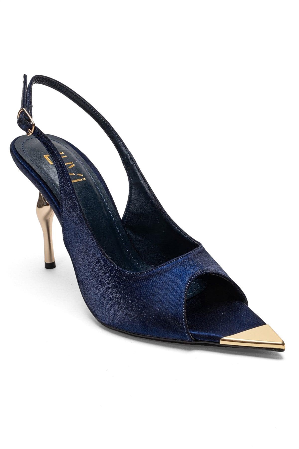 Prologue Shoes women’s Amore Slingback Stiletto Pump – Navy satin Prologue Shoes women’s Amore Slingback Stiletto Pump – Navy satin