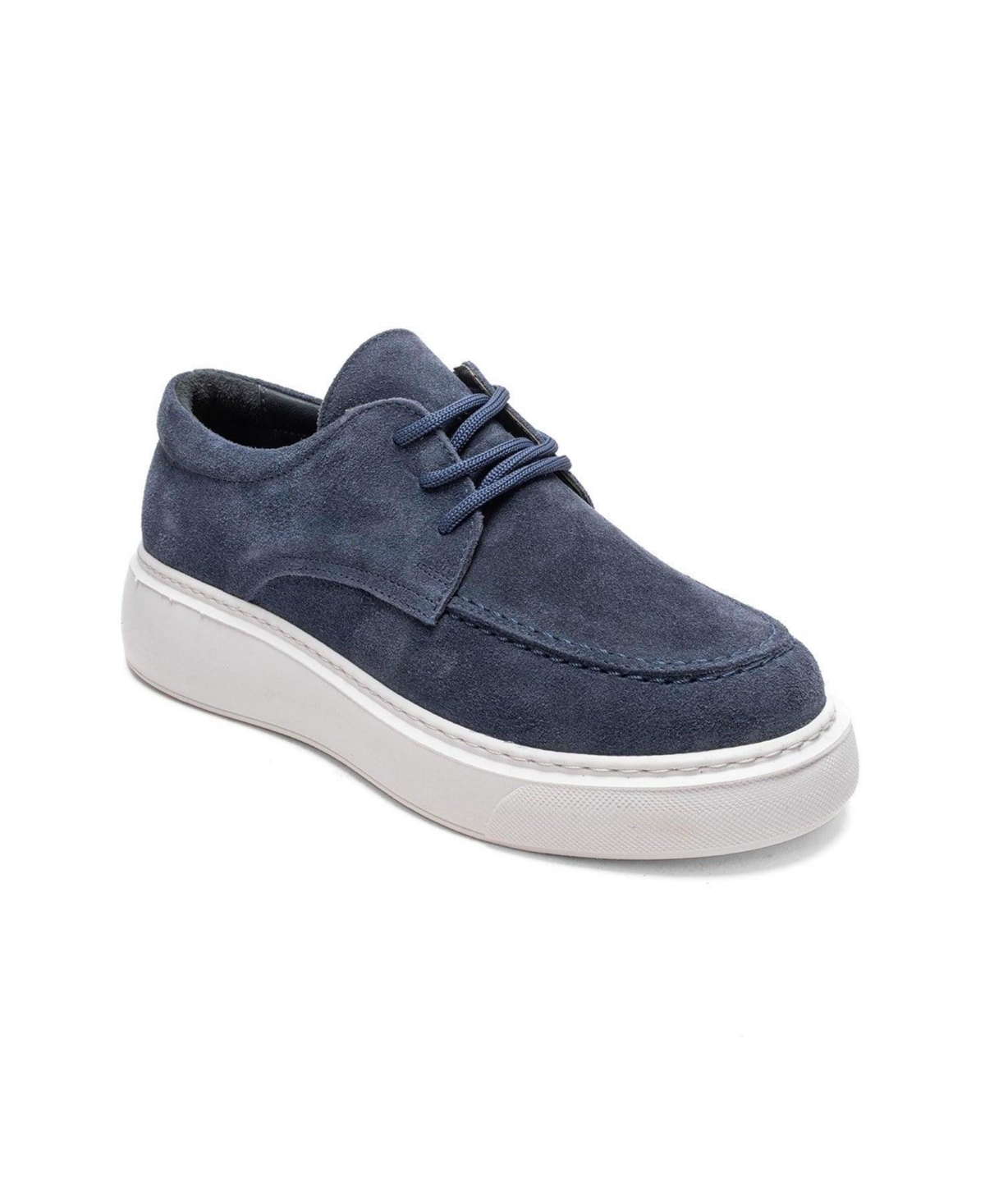 Forever & Always Shoes Women’s Mareon Leather Lace Up Sneaker – Blue suede