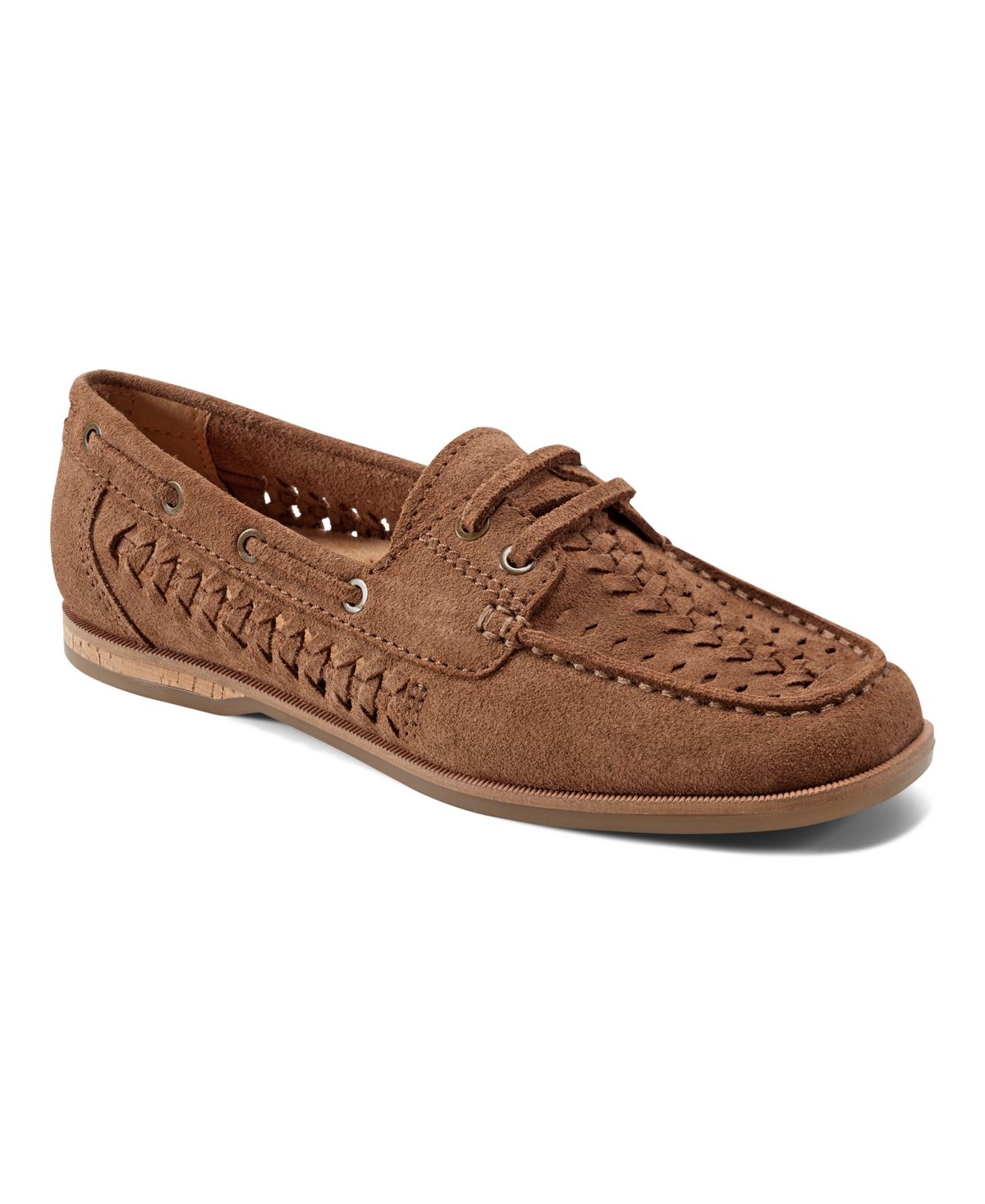 Earth Women’s Wishing Woven Slip-On Boat Shoe – Cognac Suede