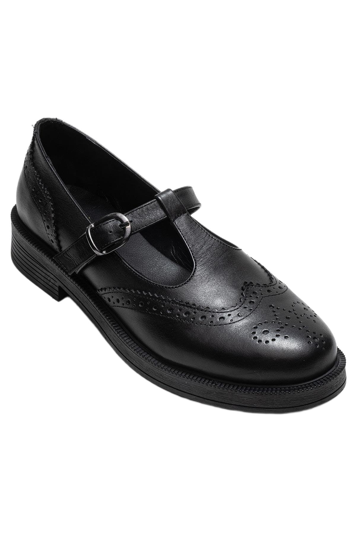 Forever & Always Shoes Women’s Janney Leather Strap Loafers – Black leather